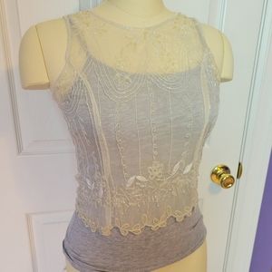 Ivory sheer beaded top